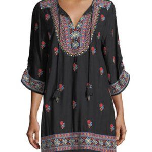 Tolani Pooja 3/4-Sleeve Embroidered Tunic Dress